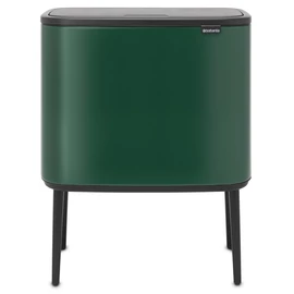 Brabantia Bo Touch Bin nyomófedeles szelektív hulladékgyűjtő, magasított, lábakon álló, műanyag tartály, 11+23L - X+J méret, acél, fenyőzöld - 304187