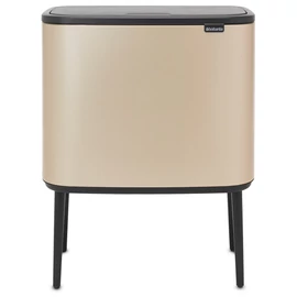 Brabantia Bo Touch Bin nyomófedeles szelektív hulladékgyűjtő, magasított, lábakon álló, műanyag tartály, 11+23L - X+J méret, acél, aranyfényű - 304620
