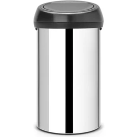 Brabantia Touch Bin nyomófedeles hulladékgyűjtő XXL, 60L - H méret, fényes r.m. acél test, matt fekete fedő - 402586