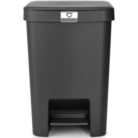Brabantia StepUp pedálos kuka hulladéktípus jelölő ablakkal, lecsapódásgátló fedél, 25L - J méret, 91% újrahasznosított műanyag, sötétszürke - 800269