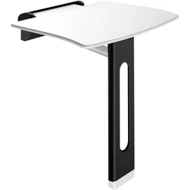 DELABIE Be-line felhajtható zuhanyzó ülőke lábbal, 450x455mm, levehető, alumínium, matt fekete konzol és láb