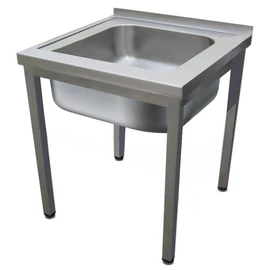 500mm 1 medencés nagykonyhai mosogató 400x400x250mm medencével, lábra állítva, r.m. acél
