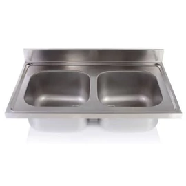 1000x600mm 2 medencés nagykonyhai mosogató medence csepegtető nélkül, 400x400x250mm belső méretekkel, r.m. acél