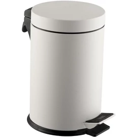 Pedálos hulladékgyűjtő kerek 3L, acél, matt fehér