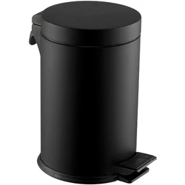 Pedálos hulladékgyűjtő kerek 5L, acél, matt fekete