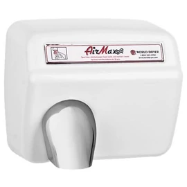 DXM548-974 WORLD DRYER Airmax automata, időzített kézszárító, acél, fehér, 2300 W, 12-15 mp, 73,8 dB