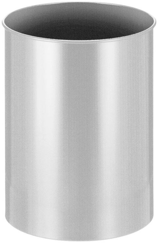 Fedél nélküli kerek hulladékgyűjtő, 30 liter, szinterezett acél, ezüst