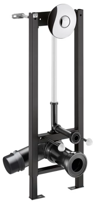 DELABIE TEMPOFIX 3 WC szerelőkeret direkt öblítésű szeleppel, 3L/6L kerek fényes nyomógomb, fali, 10-35 mm előtétfalhoz