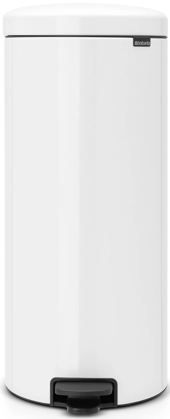 Brabantia NewIcon pedálos hulladékgyűjtő szagmentesen záródó Soft-Close fedél, műanyag tartály, 30L - G méret, acél, fehér - 111785