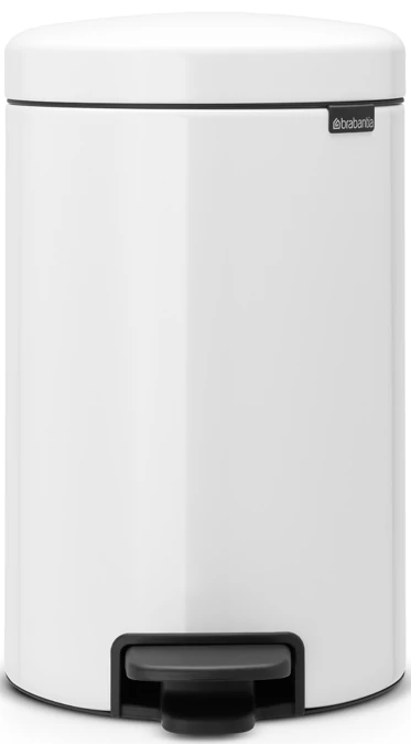 Brabantia NewIcon pedálos hulladékgyűjtő szagmentesen záródó Soft-Close fedél, műanyag tartály, 12L - X méret, acél, fehér - 111969