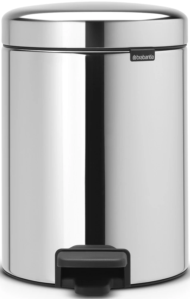 Brabantia NewIcon pedálos hulladékgyűjtő szagmentesen záródó Soft-Close fedél, műanyag tartály, 5L - W méret, r.m. acél, fényes - 112621