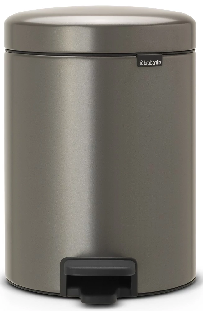 Brabantia NewIcon pedálos hulladékgyűjtő szagmentesen záródó Soft-Close fedél, műanyag tartály, 5L - W méret, acél, platinaszürke - 112683