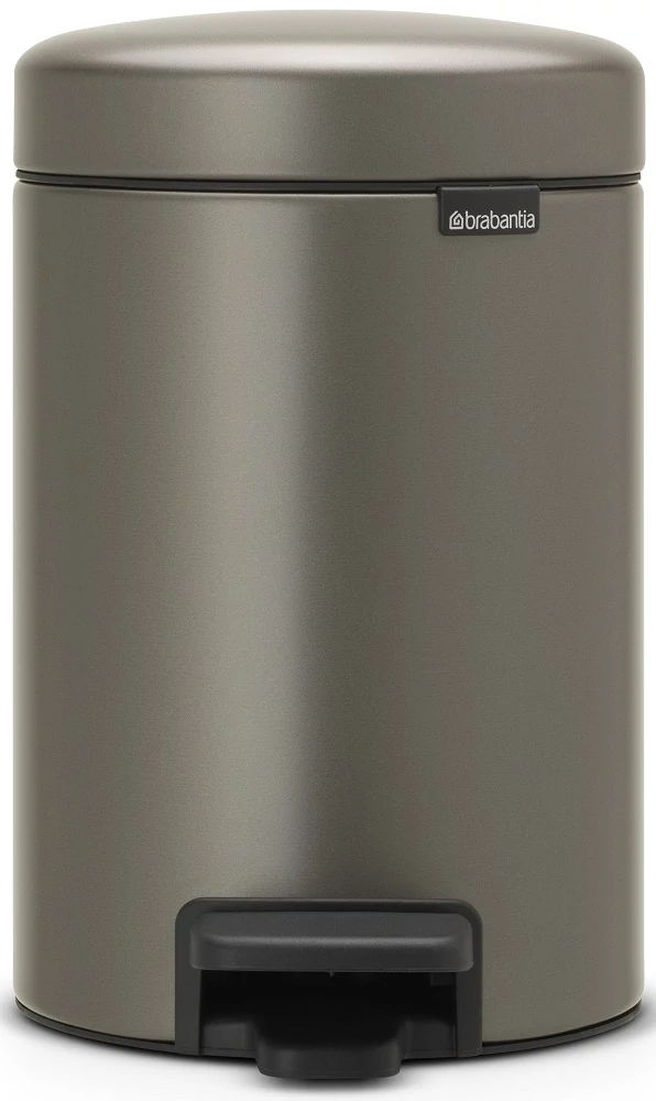 Brabantia NewIcon pedálos hulladékgyűjtő szagmentesen záródó Soft-Close fedél, műanyag tartály, 3L - V méret, acél, platinaszürke - 113246