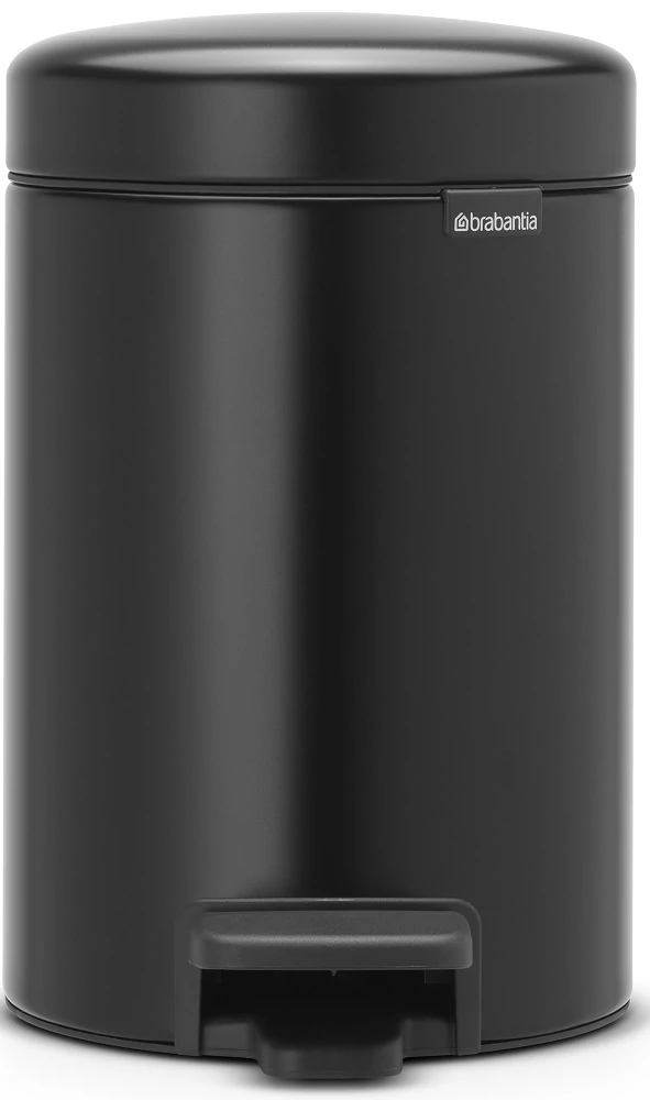 Brabantia NewIcon pedálos hulladékgyűjtő szagmentesen záródó Soft-Close fedél, műanyag tartály, 3L - V méret, acél, matt fekete - 113321