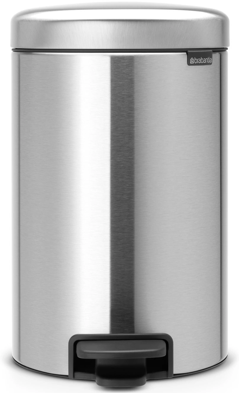 Brabantia NewIcon pedálos hulladékgyűjtő szagmentesen záródó Soft-Close fedél, műanyag tartály, 12L - X méret, r.m. acél, selyem - 113604