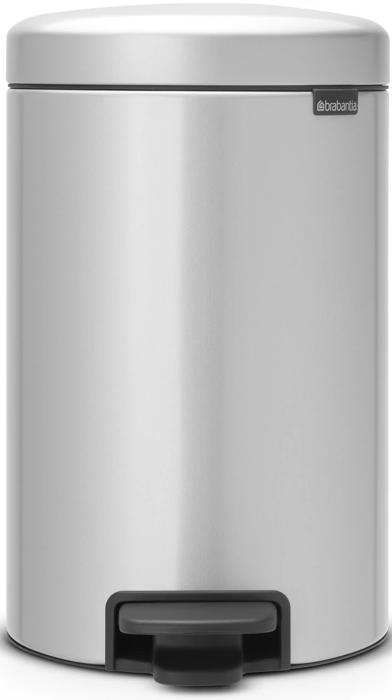 Brabantia NewIcon pedálos hulladékgyűjtő szagmentesen záródó Soft-Close fedél, műanyag tartály, 12L - X méret, acél, metál szürke - 113680