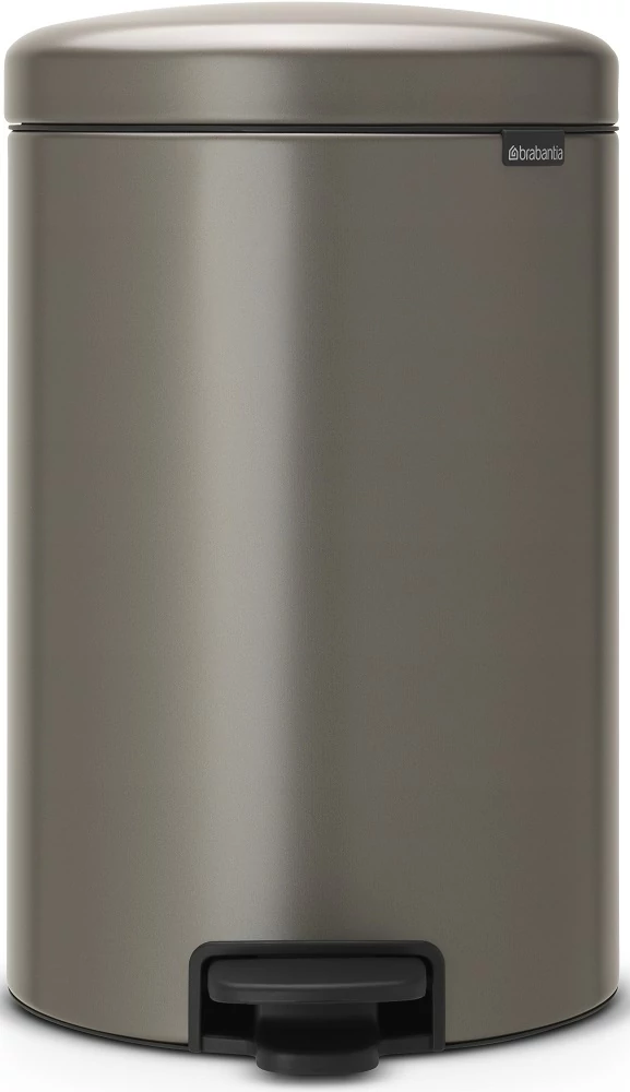 Brabantia NewIcon pedálos hulladékgyűjtő szagmentesen záródó Soft-Close fedél, műanyag tartály, 20L - Y méret, acél, platinaszürke - 114045