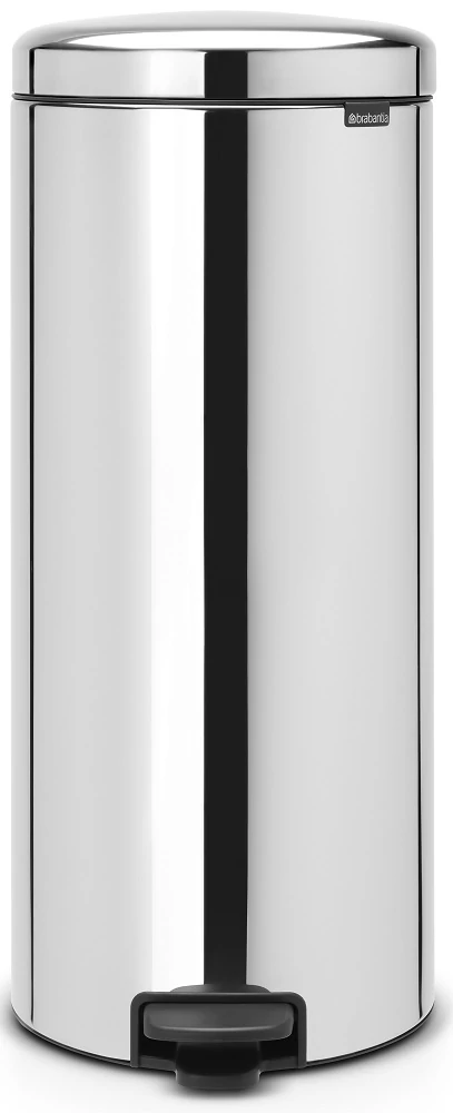 Brabantia NewIcon pedálos hulladékgyűjtő szagmentesen záródó Soft-Close fedél, műanyag tartály, 30L - G méret, r.m. acél, fényes - 114366