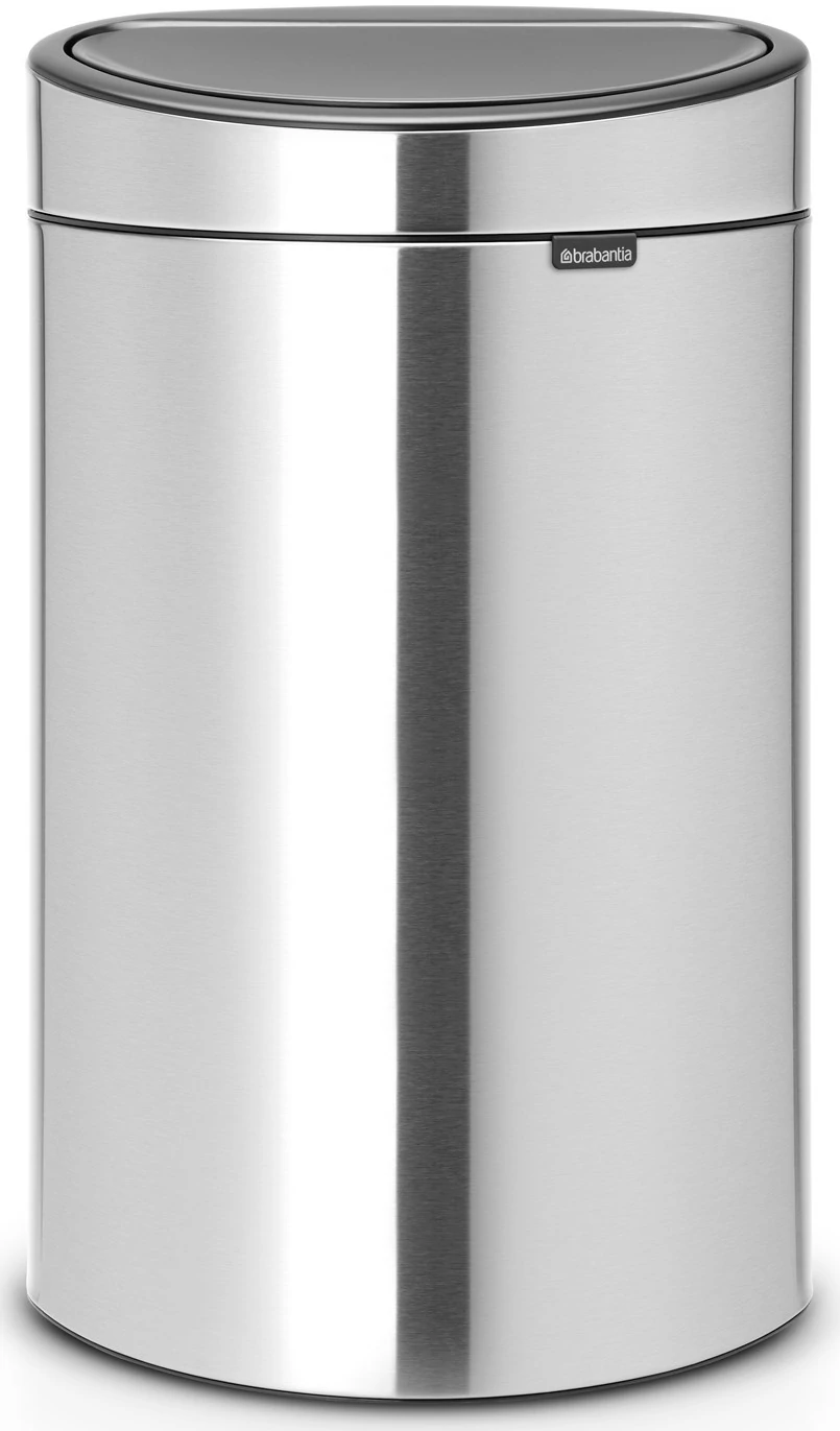 Brabantia Touch Bin New Soft-Touch nyomófedeles hulladékgyűjtő belső tartállyal, ovális, 40L - L méret, r.m. acél selyem ujjlenyomatmentes - 114809