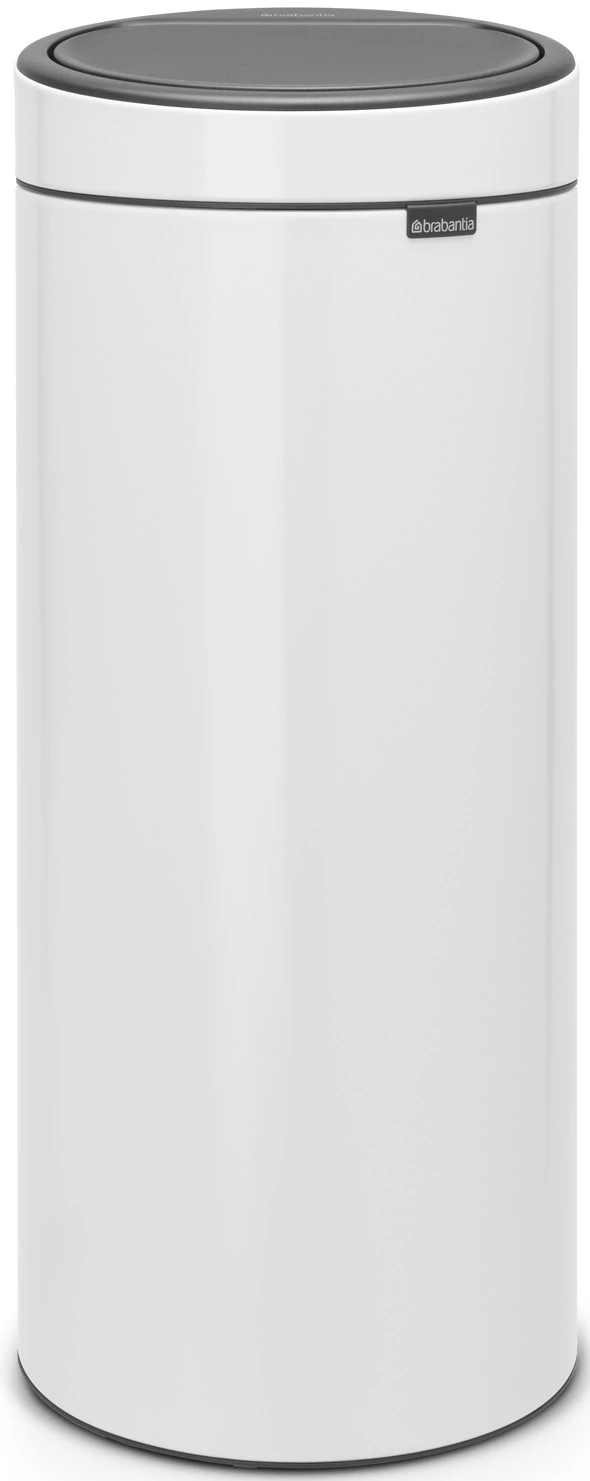 Brabantia Touch Bin New Soft-Touch nyomófedeles hulladékgyűjtő belső tartállyal, kerek, 30L - G méret, acél, fehér - 115141