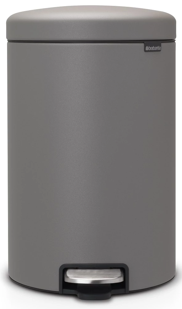 Brabantia NewIcon pedálos hulladékgyűjtő szagmentesen záródó Soft-Close fedél, műanyag tartály, 20L - Y méret, acél, betonszürke ásványi textúra - 119163