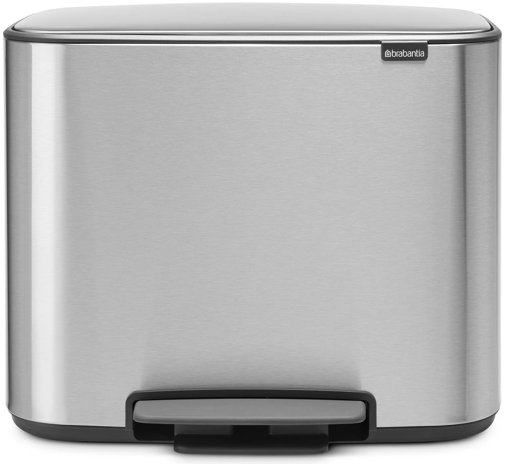 Brabantia Bo Pedal Bin pedálos szelektív hulladékgyűjtő szagmentesen záródó Soft-Close fedél, műanyag tartály, 11+23L - X+J méret, r.m. acél, selyem ujjlenyomatmentes - 121241