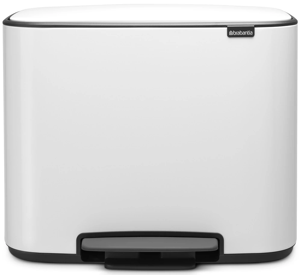 Brabantia Bo Pedal Bin pedálos hulladékgyűjtő szagmentesen záródó Soft-Close fedél, műanyag tartály, 36L - R méret, acél, fehér - 121388