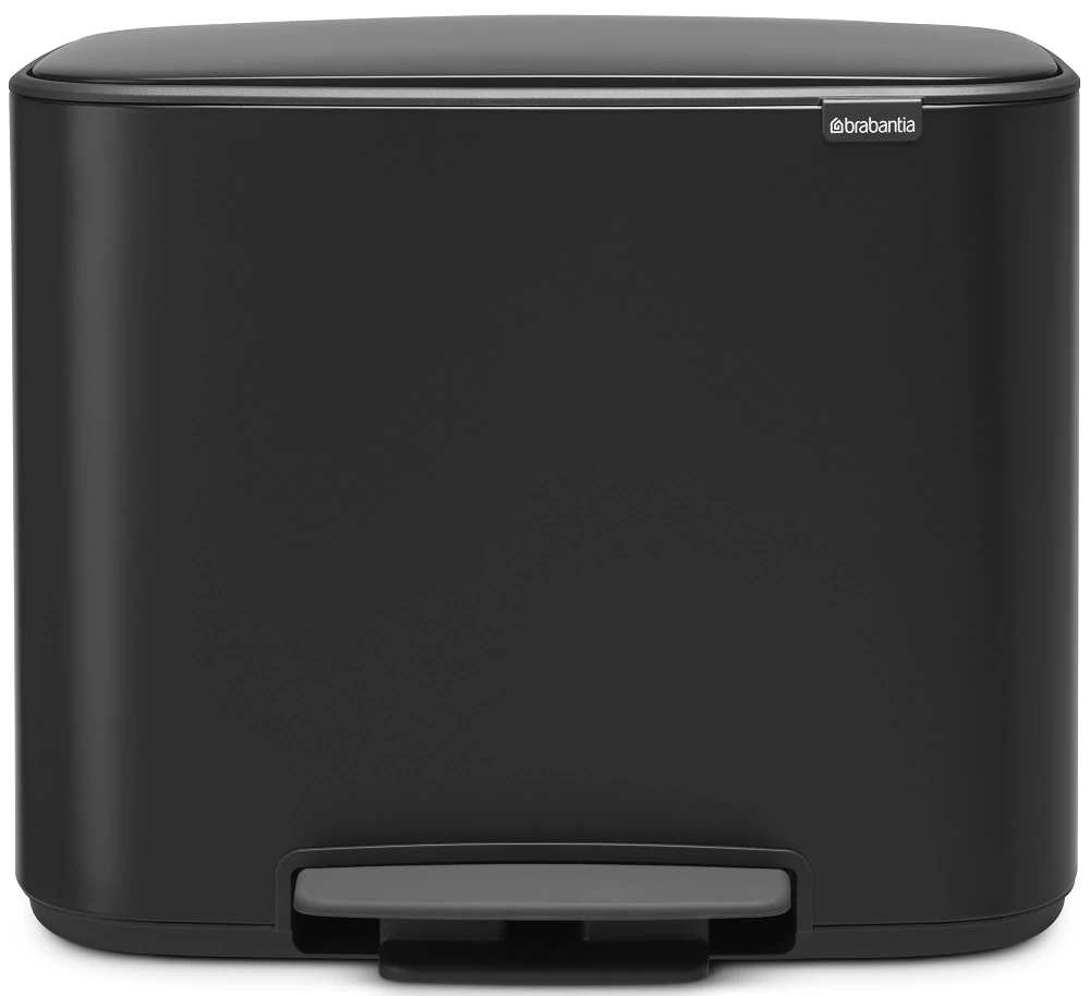 Brabantia Bo Pedal Bin pedálos hulladékgyűjtő szagmentesen záródó Soft-Close fedél, műanyag tartály, 36L - R méret, acél, matt fekete - 121463