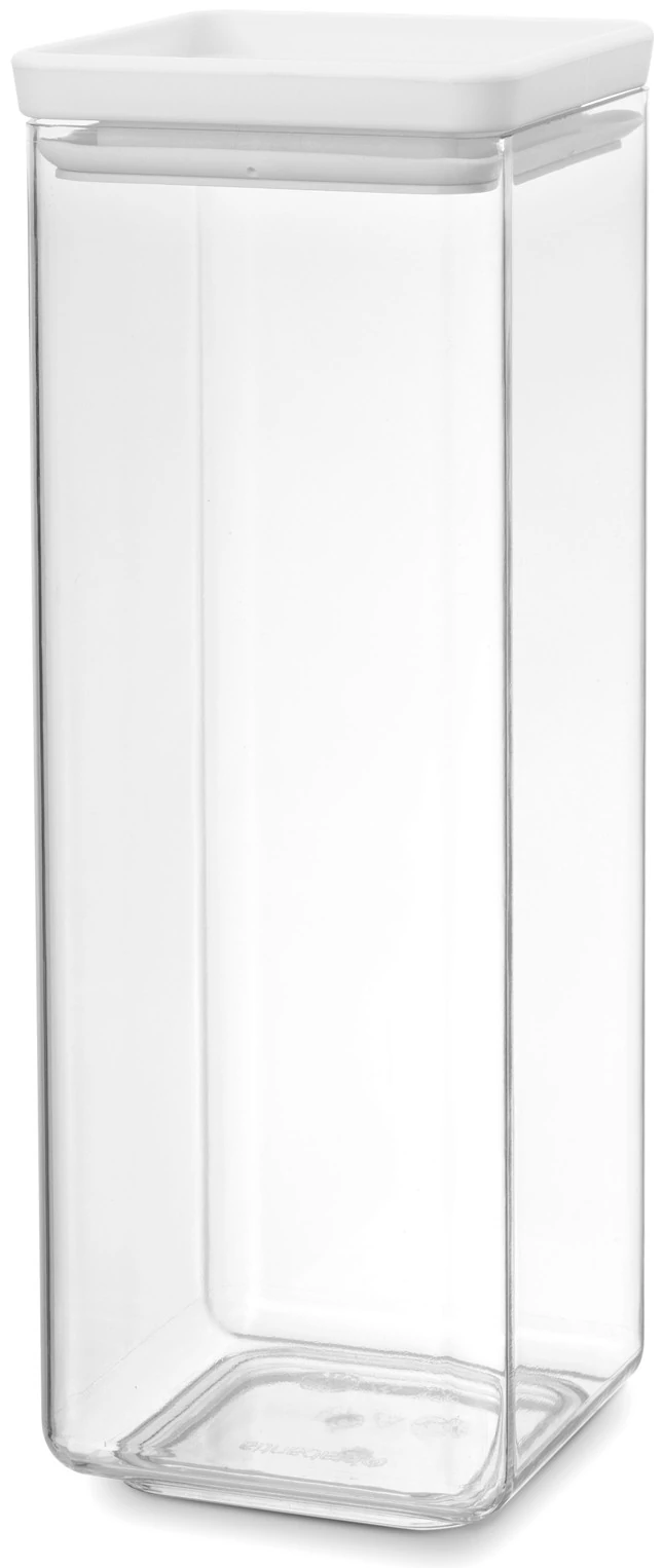 Brabantia tárolóedény 2,5L, egymásra rakható, légmentes záródás, szögletes, világosszürke, átlátszó műanyag tartály - 122545