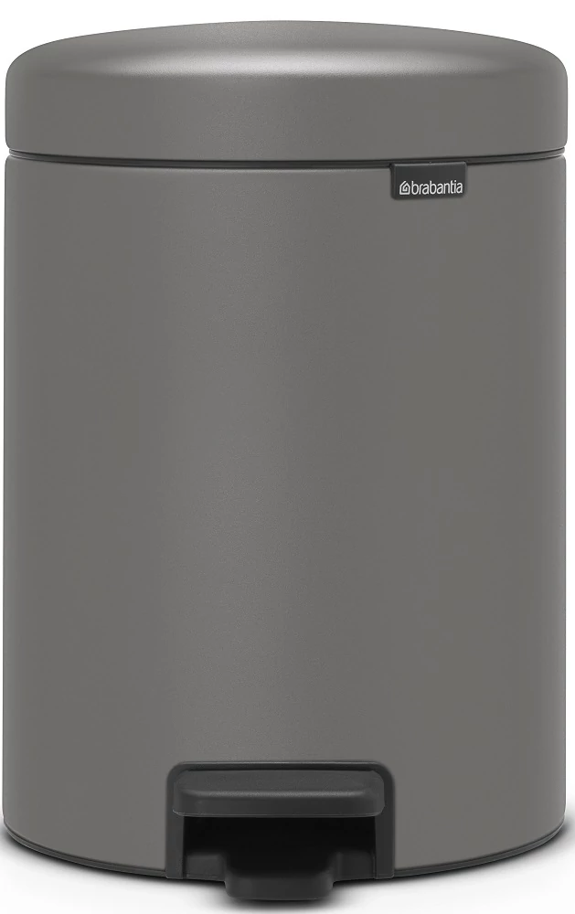 Brabantia NewIcon pedálos hulladékgyűjtő szagmentesen záródó Soft-Close fedél, műanyag tartály, 5L - W méret, acél, betonszürke ásványi textúra - 126284