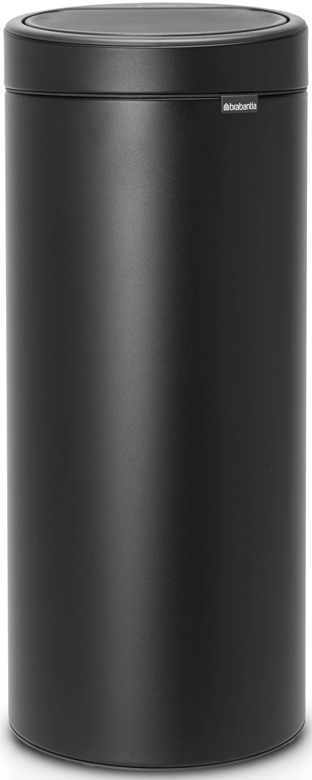 Brabantia Touch Bin New Soft-Touch nyomófedeles hulladékgyűjtő belső tartállyal, kerek, 30L - G méret, acél, holdfény fekete ásványi textúra - 128967