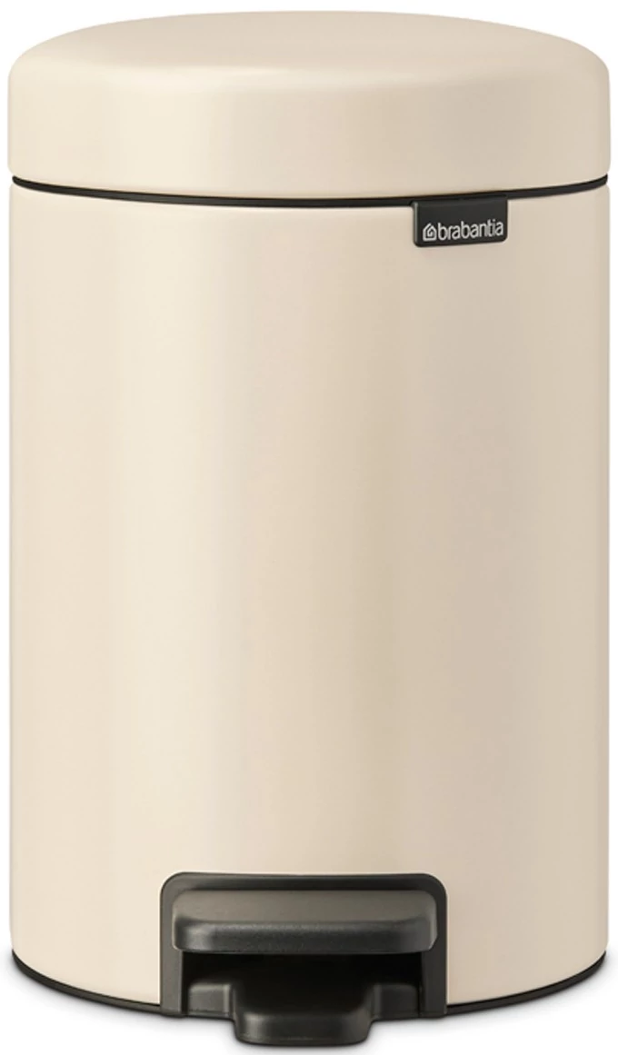 Brabantia NewIcon pedálos hulladékgyűjtő szagmentesen záródó Soft-Close fedél, műanyag tartály, 3L - V méret, acél, világos bézs - 149887