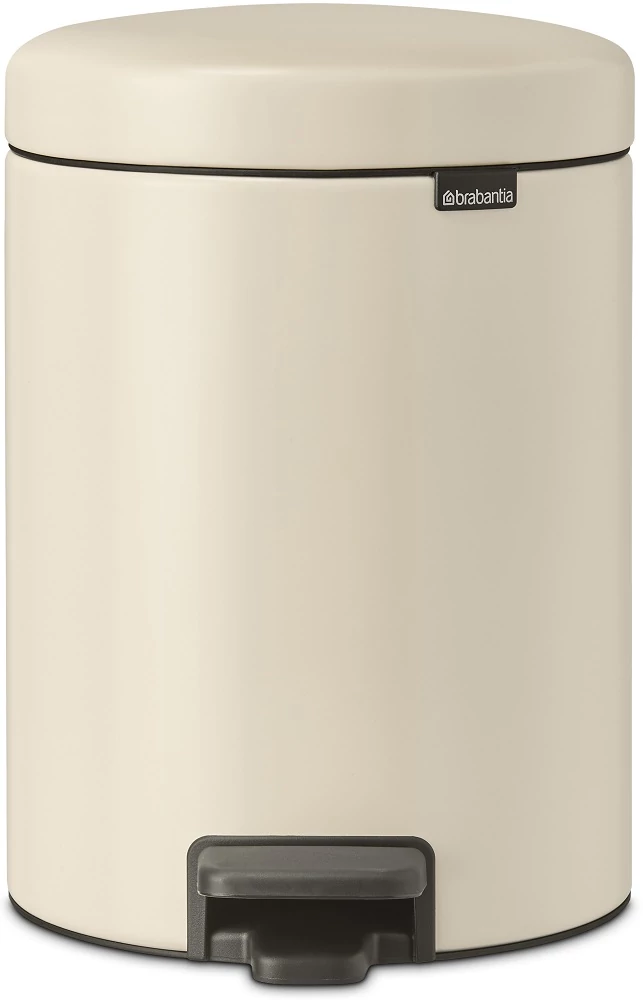 Brabantia NewIcon pedálos hulladékgyűjtő szagmentesen záródó Soft-Close fedél, műanyag tartály, 5L - W méret, acél, világos bézs - 149900