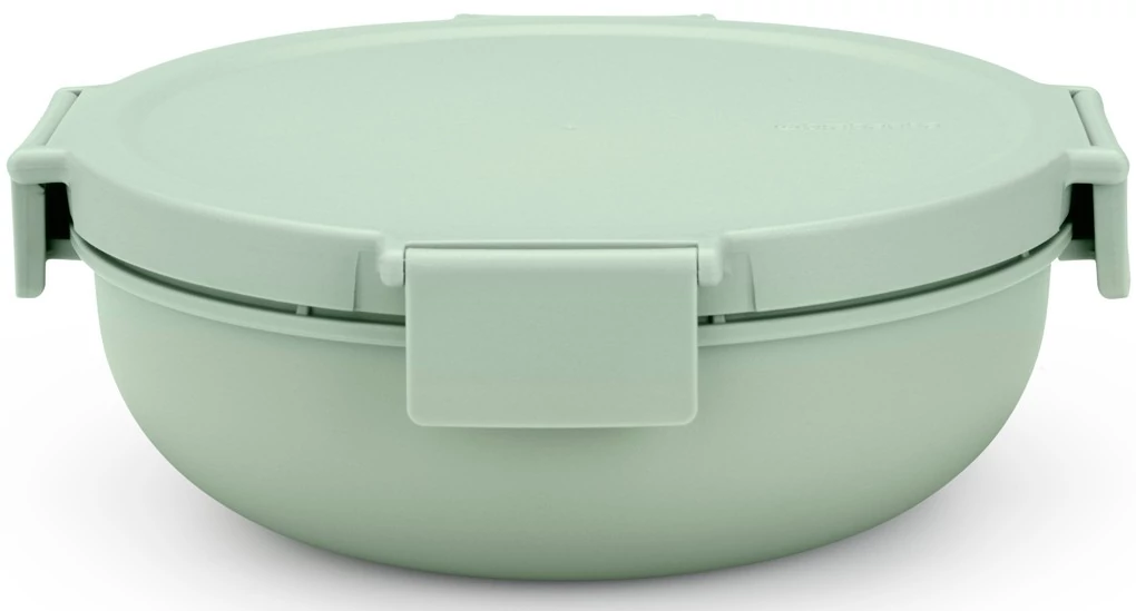 Brabantia Make & Take Salad Bowl salátástál, 1300 ml, szivárgás- és légmentes záródás, bepattintós (clip-on) zárómechanizmus, kerek forma, műanyag, jáde zöld - 206382