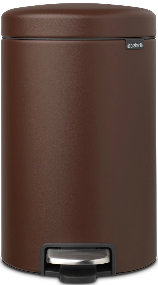 Brabantia NewIcon pedálos hulladékgyűjtő szagmentesen záródó Soft-Close fedél, műanyag tartály, 12L - X méret, acél, égetett umbra barna ásványi textúra - 208560