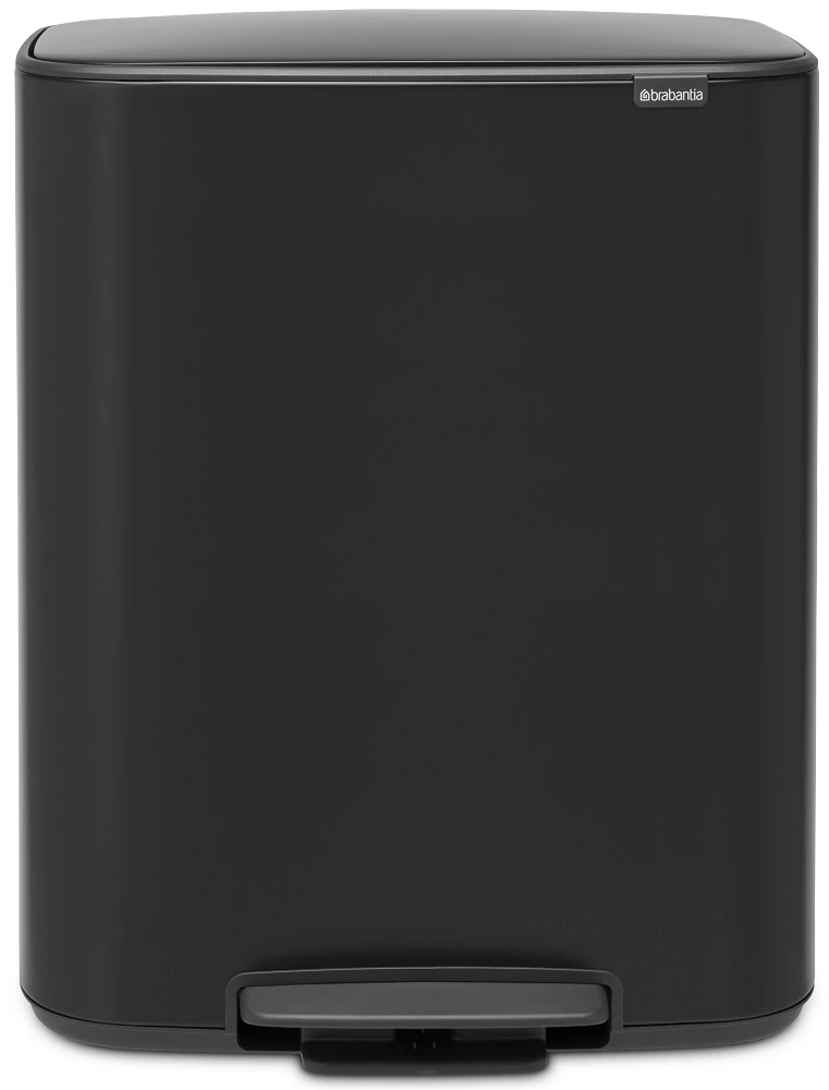 Brabantia Bo Pedal Bin pedálos hulladékgyűjtő szagmentesen záródó Soft-Close fedél, műanyag tartály, 60L - M méret, acél, matt fekete - 211362