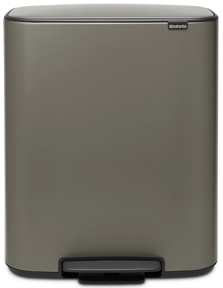 Brabantia Bo Pedal Bin pedálos hulladékgyűjtő szagmentesen záródó Soft-Close fedél, műanyag tartály, 60L - M méret, acél, platinaszürke - 211409