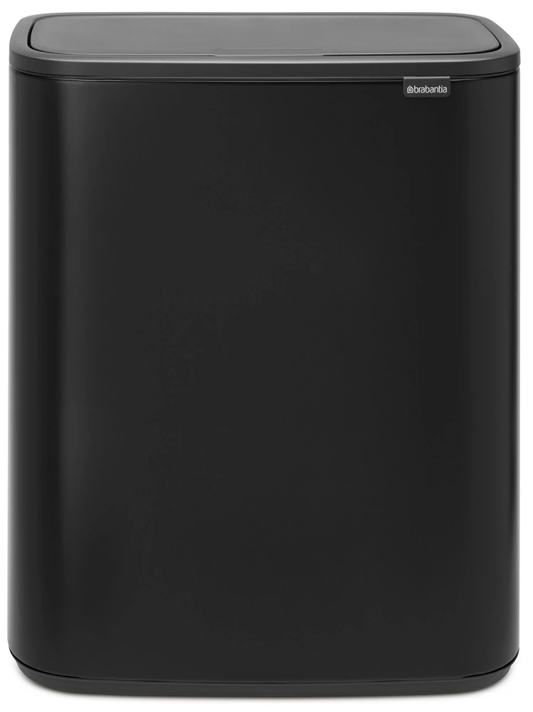 Brabantia Bo Touch Bin nyomófedeles hulladékgyűjtő XXL, padlón álló, műanyag tartály, 2x30L - O méret, acél, matt fekete - 221484