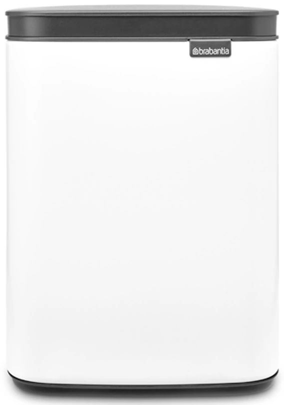 Brabantia Bo Waste Bin hulladékgyűjtő felnyitható, Soft-Close fedéllel, fali/álló, műanyag tartály, 4L - A méret, acél, fehér - 222344