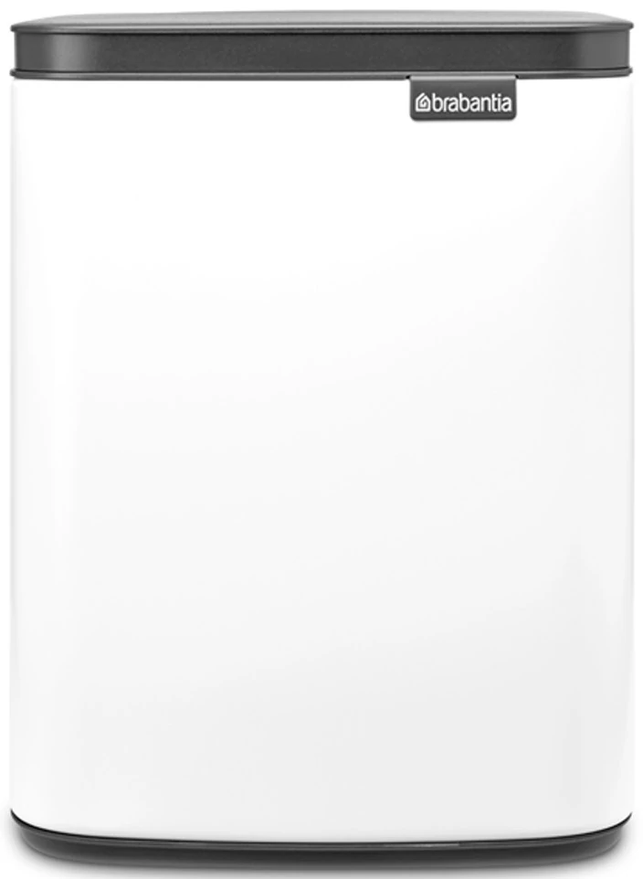 Brabantia Bo Waste Bin hulladékgyűjtő felnyitható, Soft-Close fedéllel, fali/álló, műanyag tartály, 7L - B méret, acél, fehér - 222368