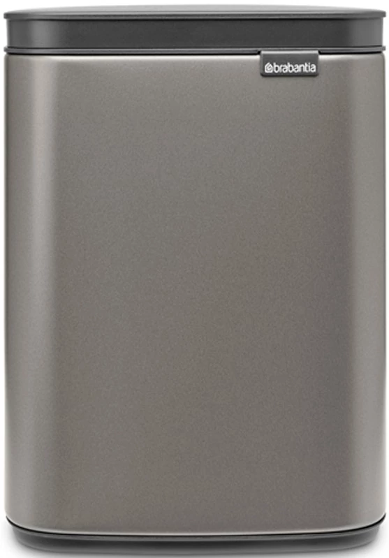 Brabantia Bo Waste Bin hulladékgyűjtő felnyitható, Soft-Close fedéllel, fali/álló, műanyag tartály, 4L - A méret, acél, platinaszürke - 222504