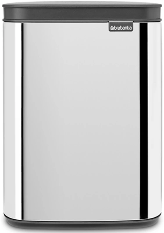 Brabantia Bo Waste Bin hulladékgyűjtő felnyitható, Soft-Close fedéllel, fali/álló, műanyag tartály, 4L - A méret, r.m. acél, fényes - 222788