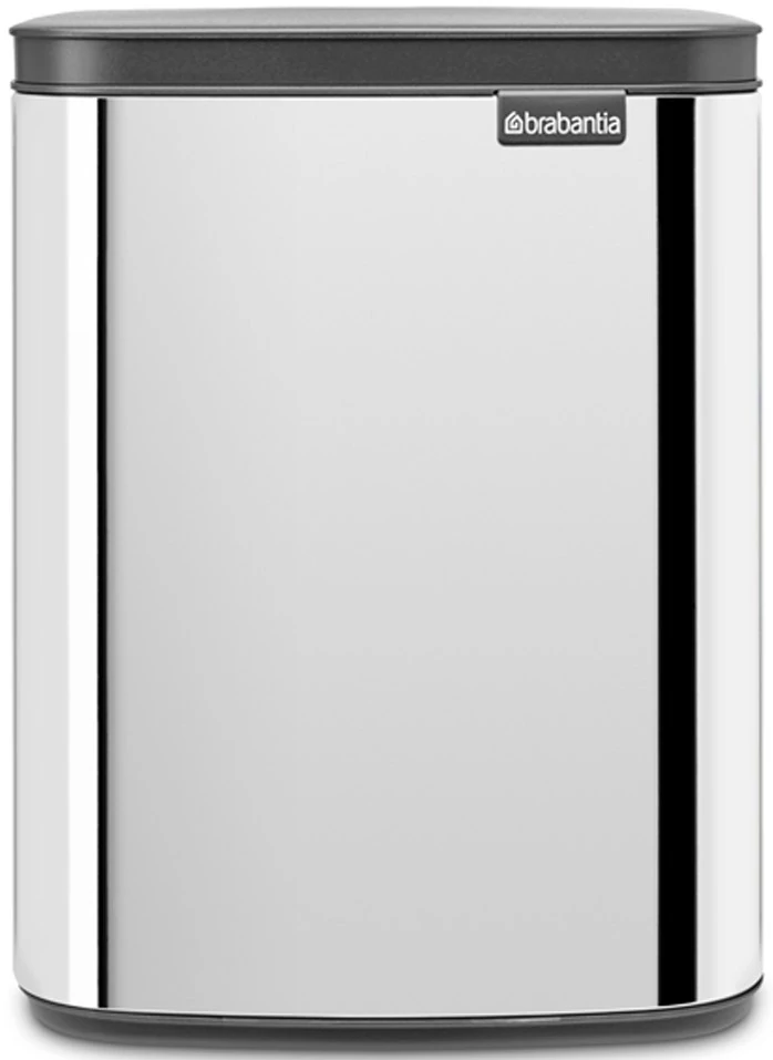 Brabantia Bo Waste Bin hulladékgyűjtő felnyitható, Soft-Close fedéllel, fali/álló, műanyag tartály, 7L - B méret, r.m. acél, fényes - 222948