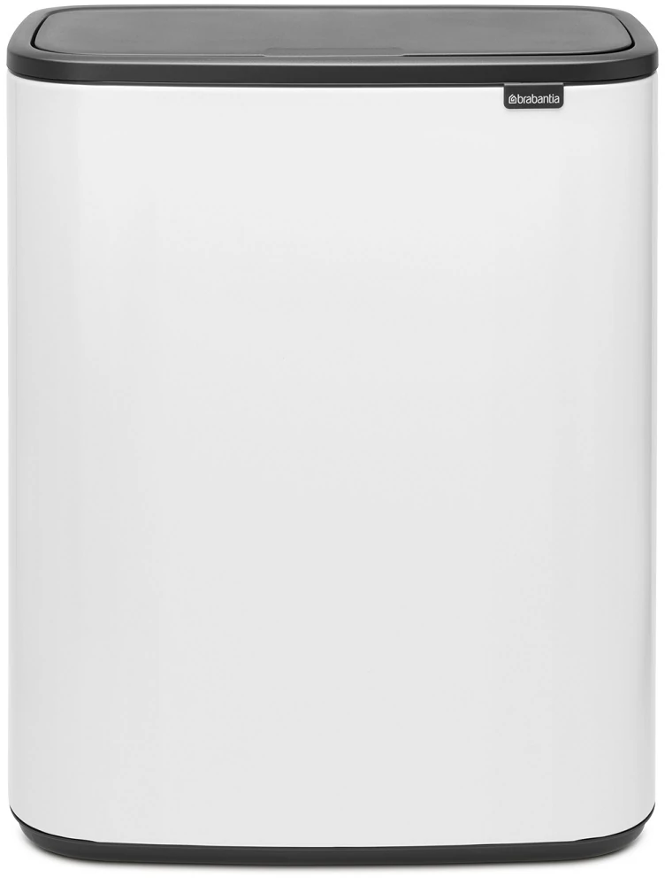 Brabantia Bo Touch Bin nyomófedeles hulladékgyűjtő XXL, padlón álló, műanyag tartály, 60L - M méret, acél, fehér - 223006