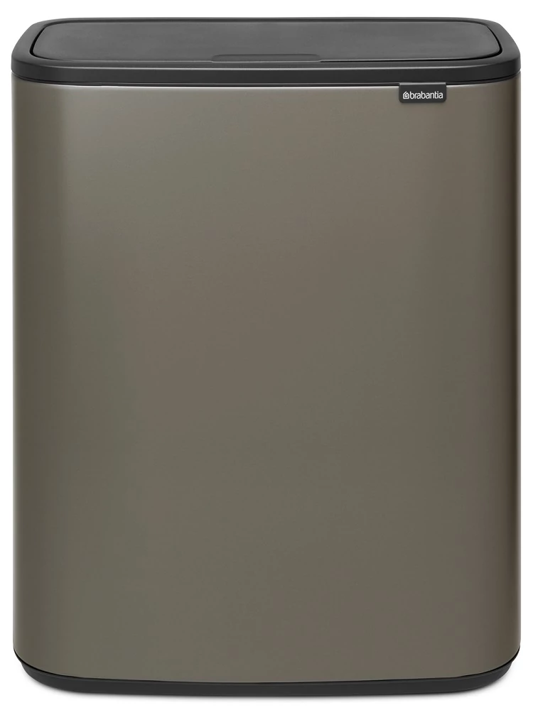 Brabantia Bo Touch Bin nyomófedeles hulladékgyűjtő XXL, padlón álló, műanyag tartály, 60L - M méret, acél, platinaszürke - 223068