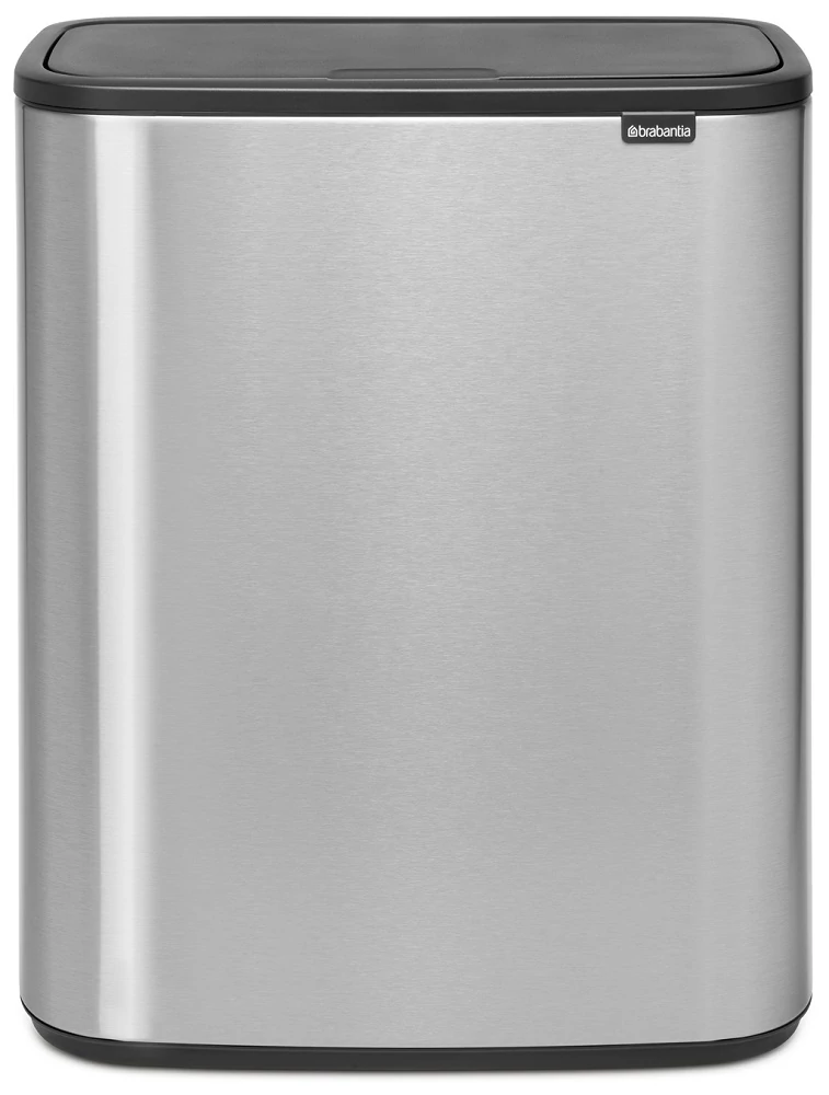 Brabantia Bo Touch Bin nyomófedeles hulladékgyűjtő XXL, padlón álló, műanyag tartály, 60L - M méret, r.m. acél, selyem ujjlenyomatmentes - 223082