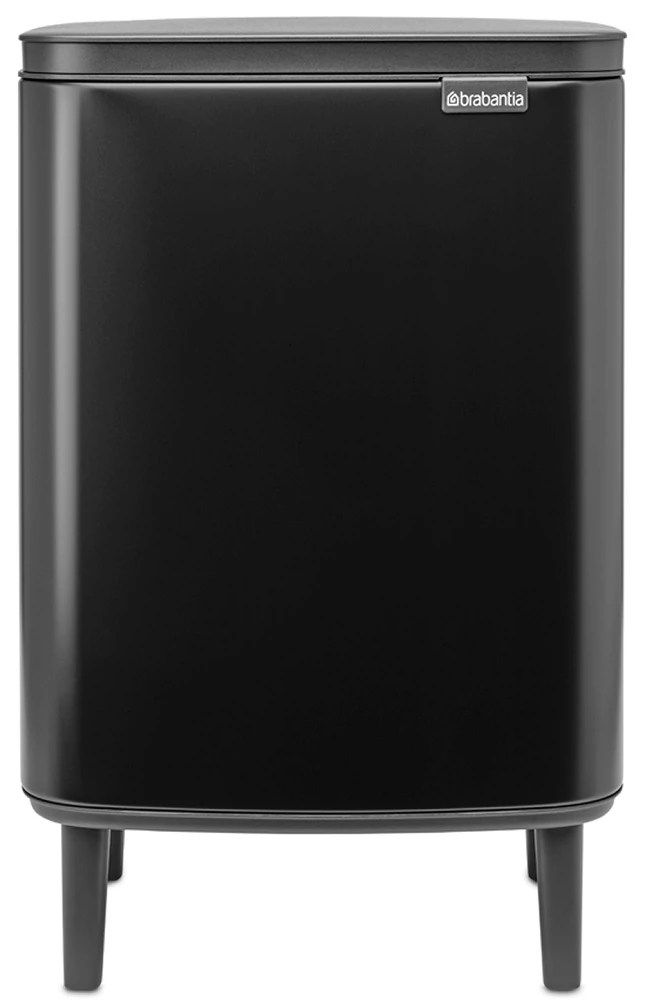 Brabantia Bo Waste Bin Hi hulladékgyűjtő felnyitható, Soft-Close fedéllel, magasított, lábakon álló, műanyag tartály, 12L - C méret, acél, matt fekete - 227226