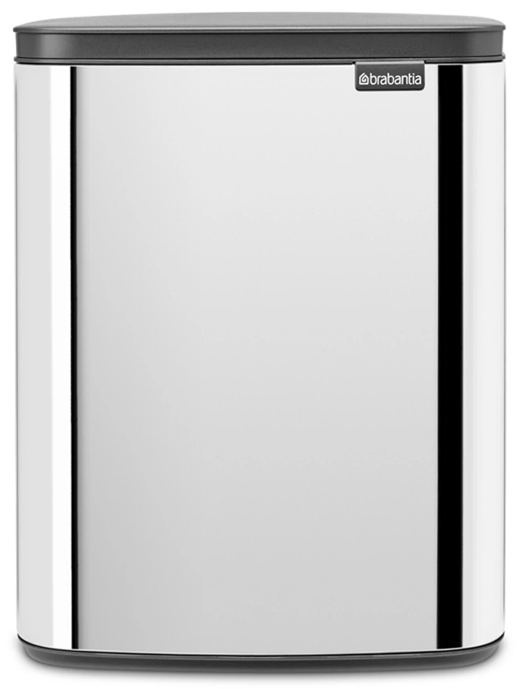 Brabantia Bo Waste Bin hulladékgyűjtő felnyitható, Soft-Close fedéllel, műanyag tartály, 12L - C méret, r.m. acél, fényes - 230400