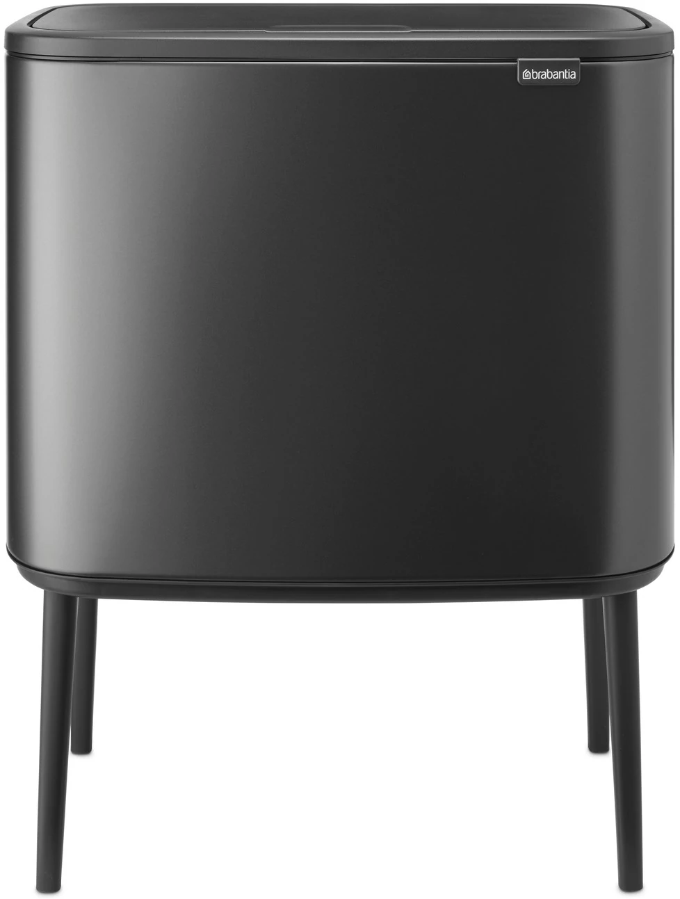 Brabantia Bo Touch Bin nyomófedeles szelektív hulladékgyűjtő, magasított, lábakon álló, műanyag tartály, 11+23L - X+J méret, acél, magabiztos szürke - 233548