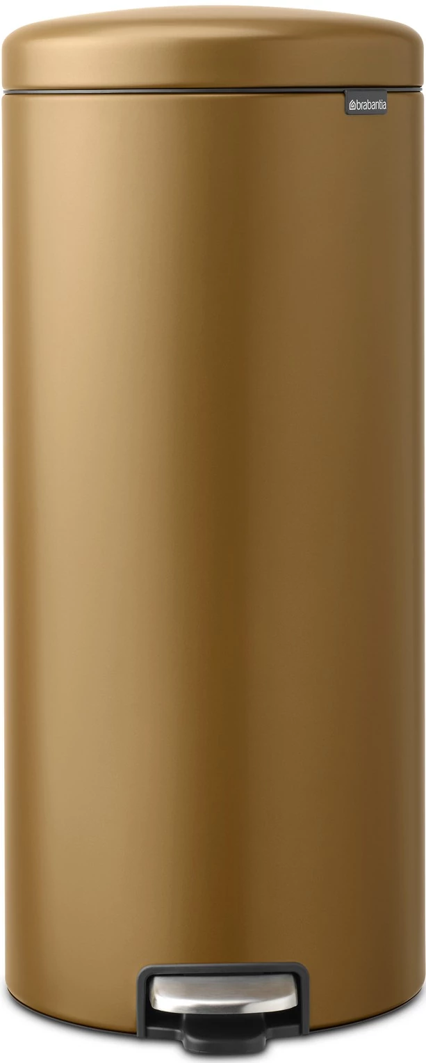 Brabantia NewIcon pedálos hulladékgyűjtő szagmentesen záródó Soft-Close fedél, műanyag tartály, 30L - G méret, acél, meleg tónusú sárgaréz - 238581